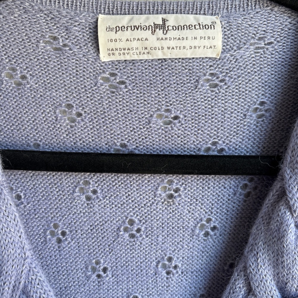 Peruvian Connection 100% Alpaca Womens M Purple Surplice Braided Knit Sweater - Picture 2 of 12